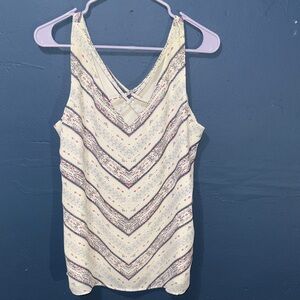 Maurices Cream and Purple Patterned Tank Top